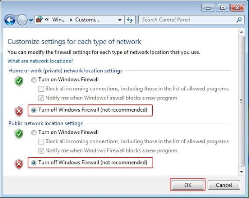 Matikan Windows Firewall