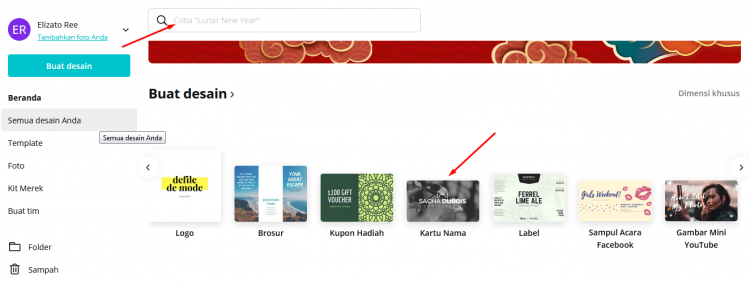 Pilih kartu nama