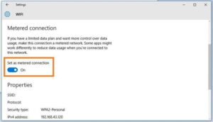 Set as metered connection