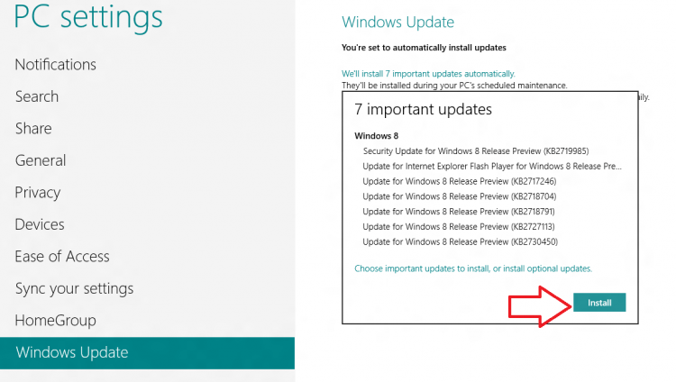 Pasang pembaruan Windows