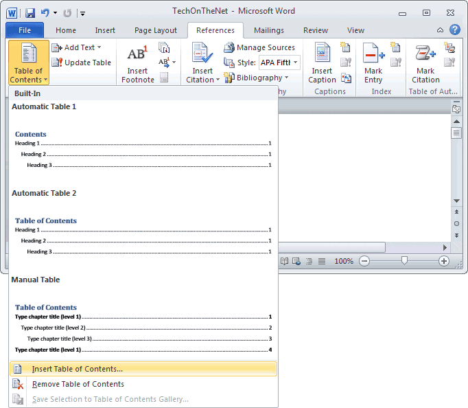 Membuat daftar isi otomatis di ms word