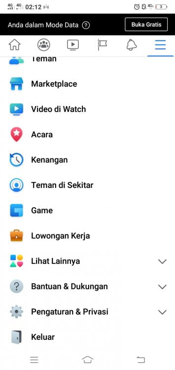 Hapus akun facebook di HP