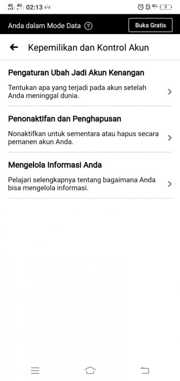 Menghapus akun facebook lewat HP