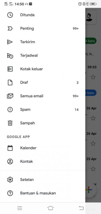 Setelan Gmail di HP