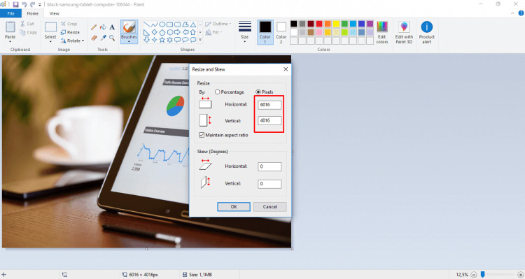 cara mengecilkan ukuran file jpg langkah 3 paint