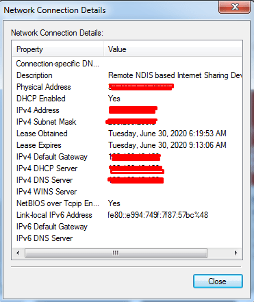 IP Addres Laptop