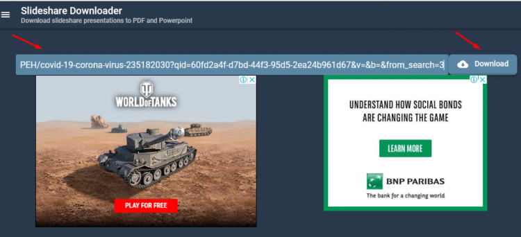 Paste link di slideshare downloader