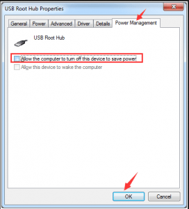 usb root hub properties