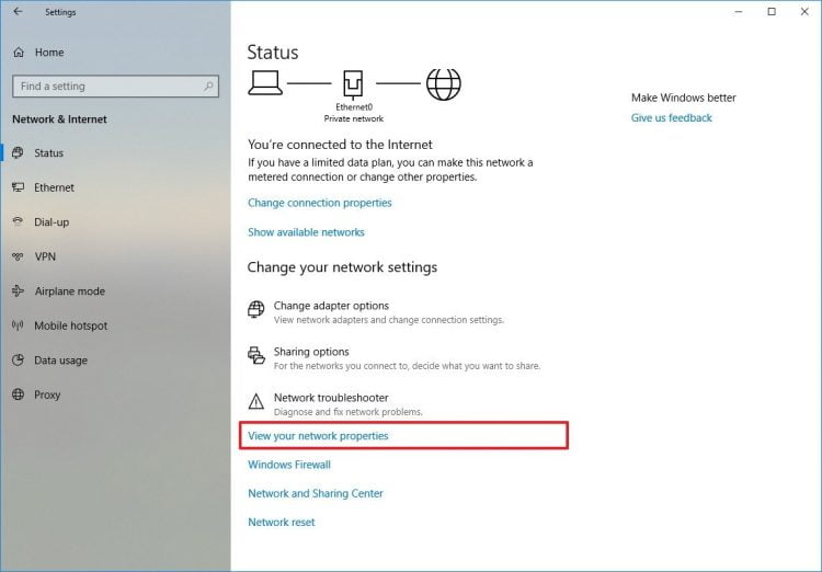 Cek IP Lewat Network & Internet Setting
