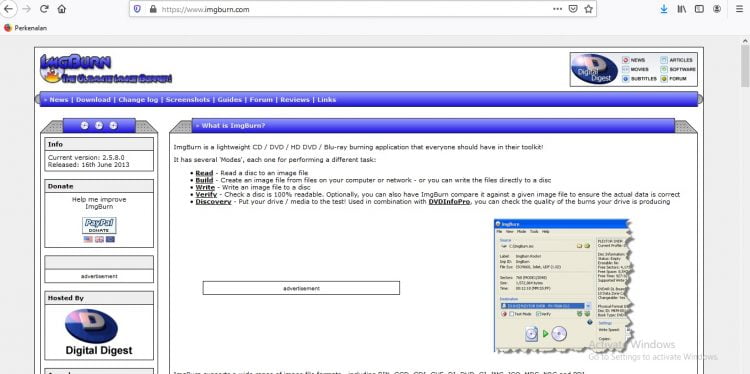 Anda bisa download terlebih dahulu software ImgBurn di link berikut