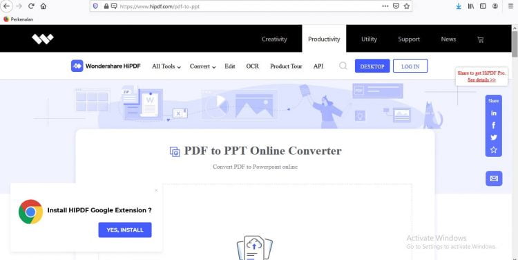 Buka browser dan masukkan httpshipdfcompdftoppt di address bar