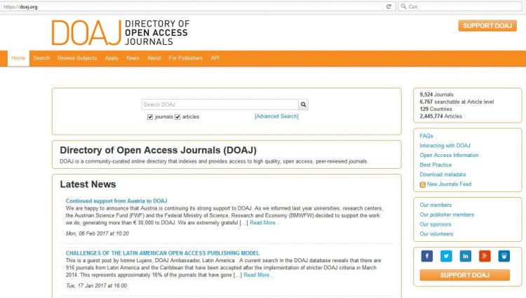 DOAJ atau Directory of Open Access Journals
