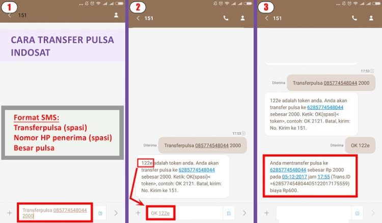 Dengan SMS operator lain