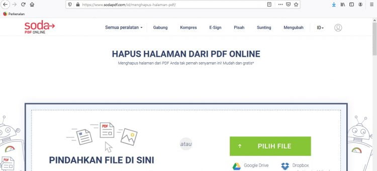 Pertama masuk ke SodaPDF di alamat