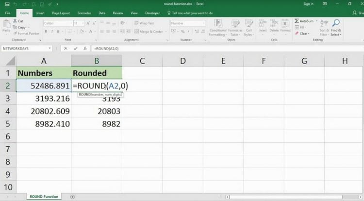 Rumus Pembulatan Excel Menggunakan Fungsi ROUND