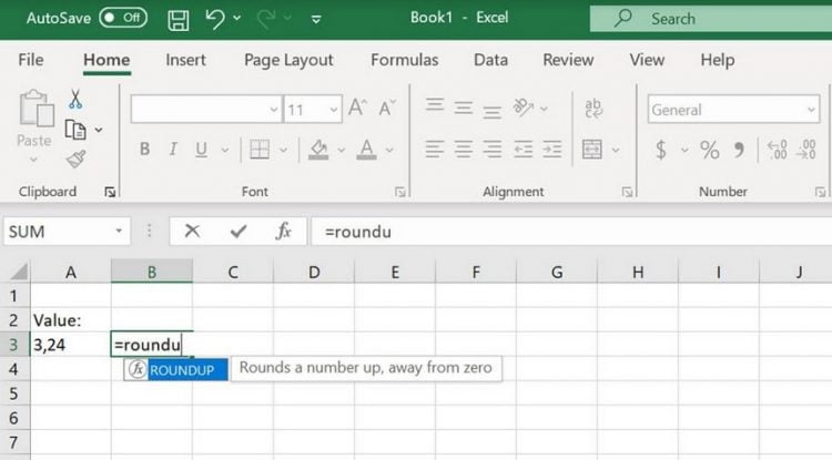 Rumus Pembulatan Excel Menggunakan Fungsi ROUNDUP