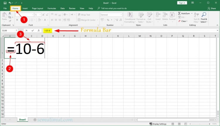 Rumus Pengurangan Excel Dasar dengan Angka