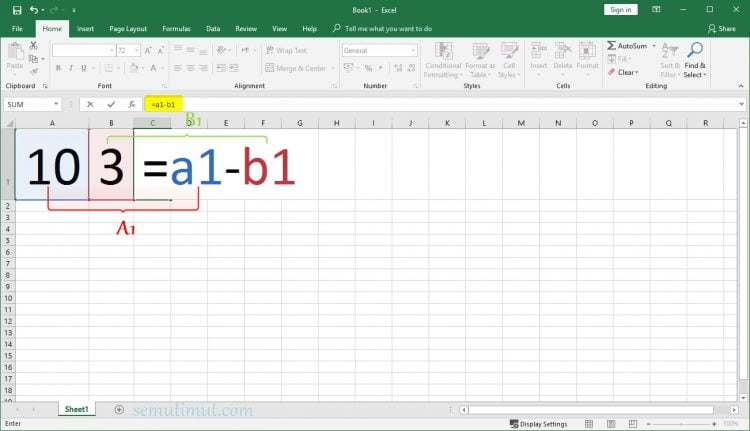 Rumus Pengurangan Excel Menggunakan Cell Excel