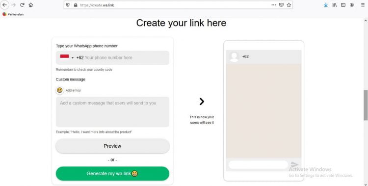 Selanjutnya masukkan nomor HP yang yang digunakan sebagai akun WhatsApp untuk urusan bisnis
