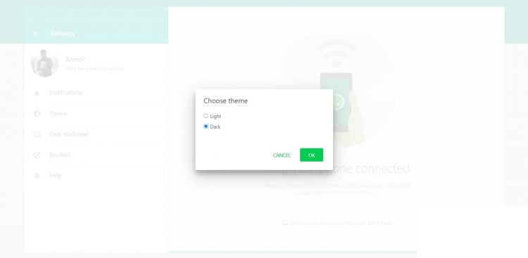 Selanjutnya pilih Theme dan pilih Dark untuk mengaktifkan mode