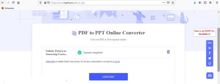 Setelahnya berkas tersebut akan dikonversi otomatis menjadi PPT, Anda tinggal menunggu progresnya hingga selesai