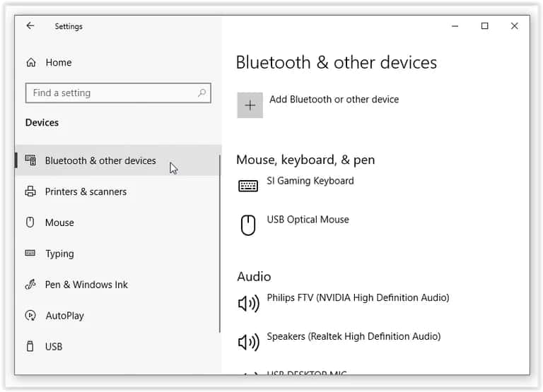 Settings Bluetooth