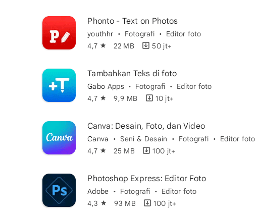 10 rekomendasi aplikasi edit tulisan foto terbaik