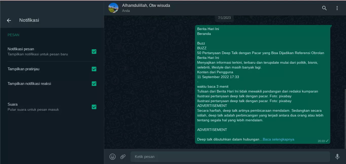 Kenapa Nada Dering WA Tidak berbunyi
