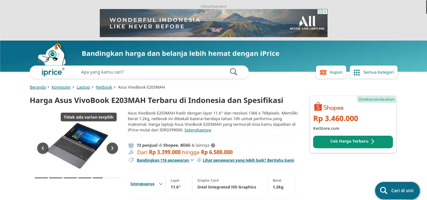 Laptop dengan Penyimpanan SSD Paling Murah