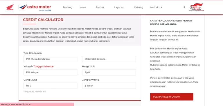 Cara Melakukan Simulasi Kredit Motor Honda
