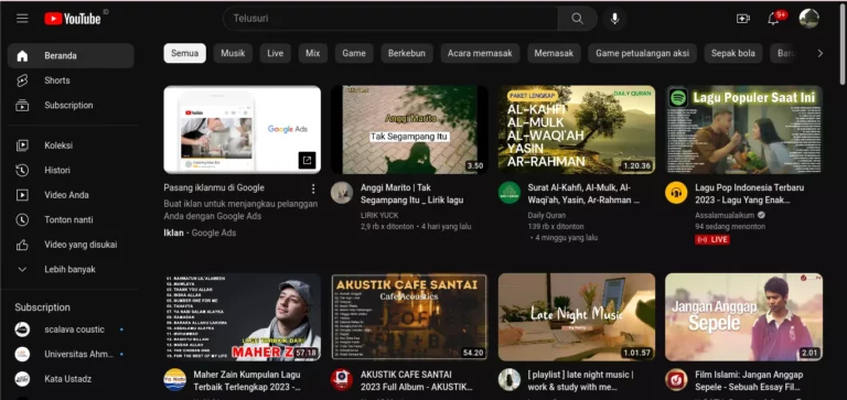 beranda youtube