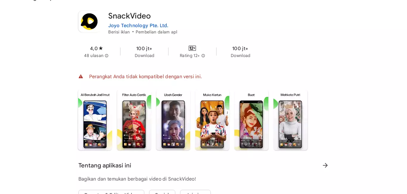 download video snack video