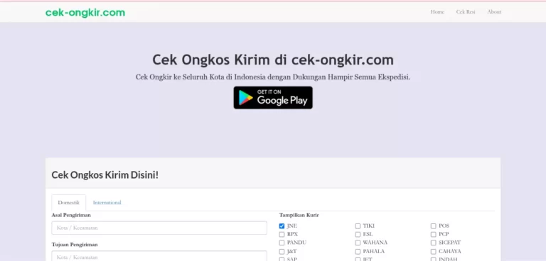 Situs Cek Ongkir Pengiriman JNE