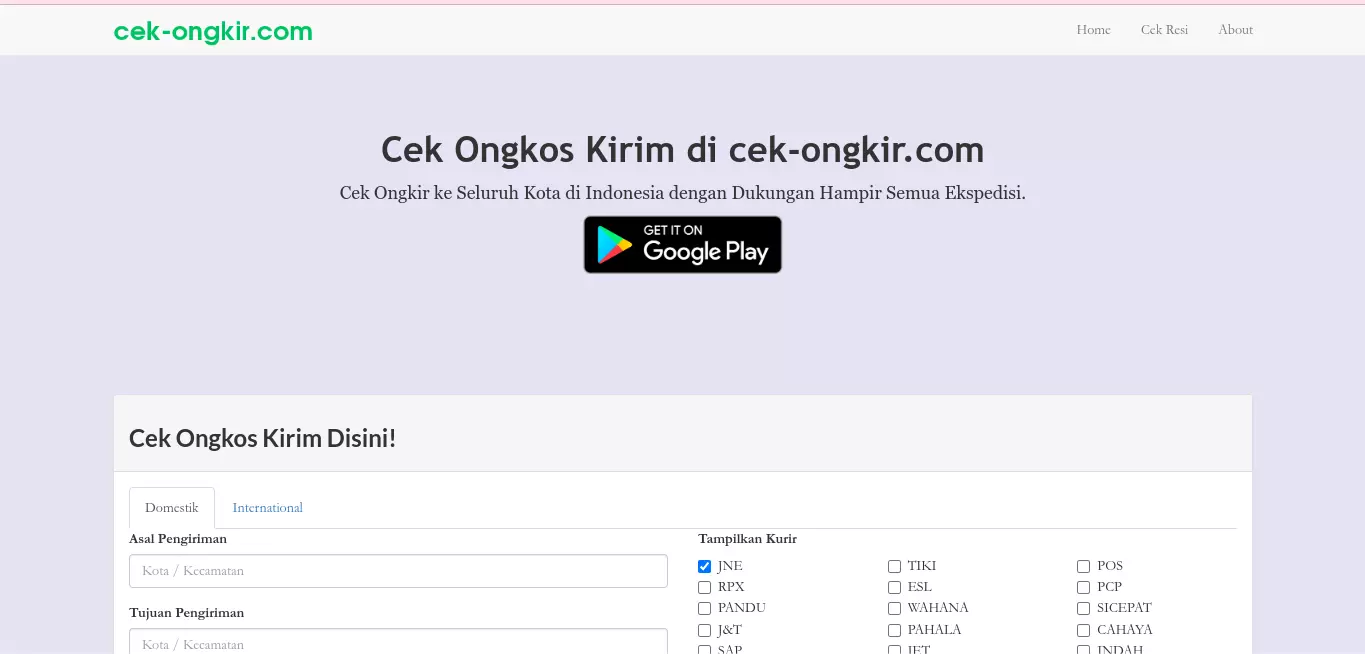 Situs Cek Ongkir Pengiriman JNE