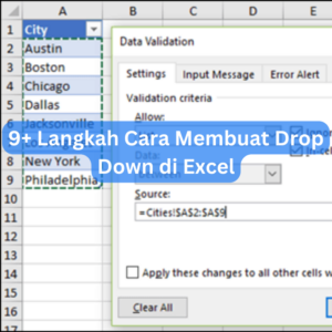 9+ Langkah Cara Membuat Drop Down di Excel