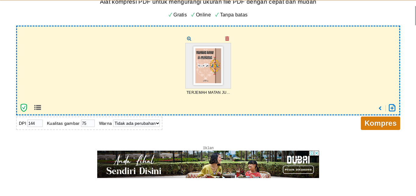 kompres pdf sesuai ukuran yang diinginkan