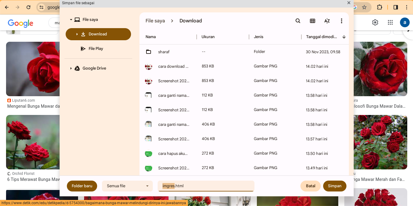 cara download gambar di google