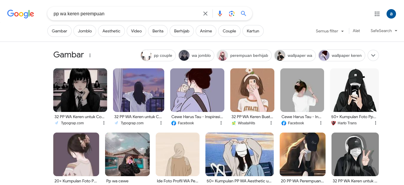 cara mencari pp wa keren perempuan