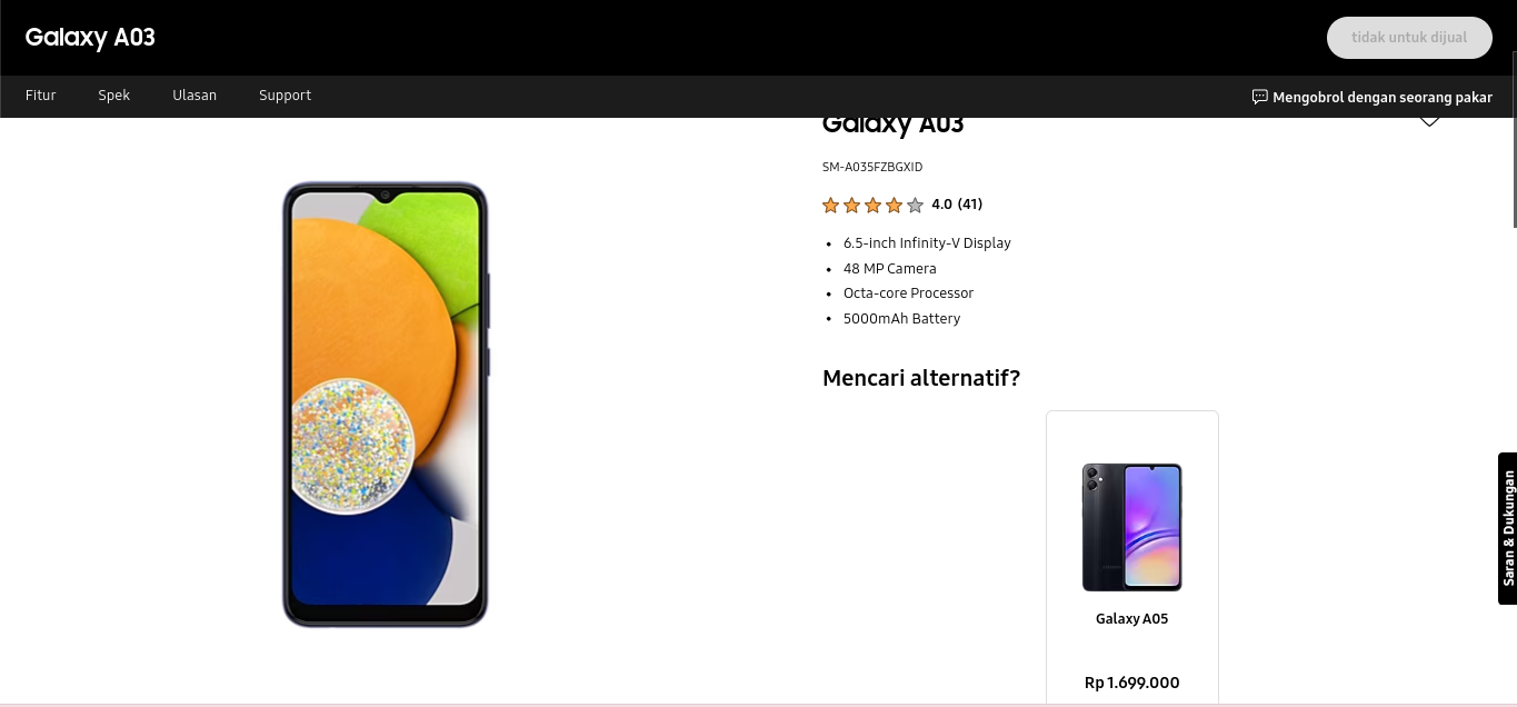 harga samsung a03 ram 8