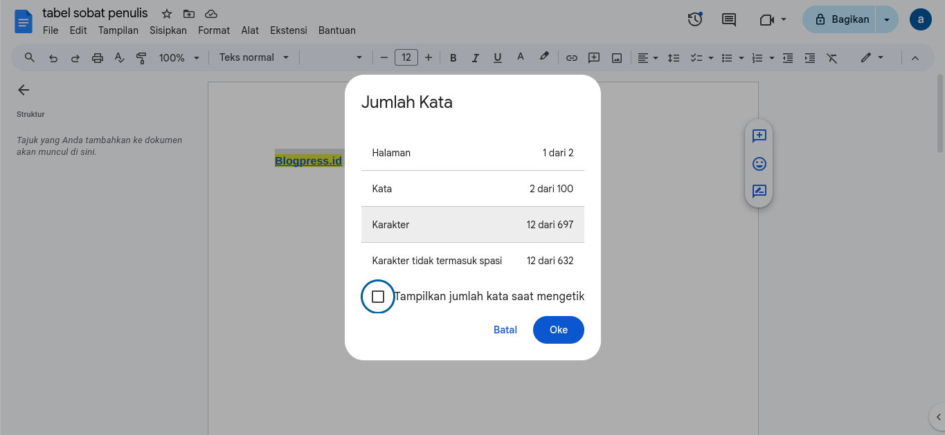 cek jumlah kata online