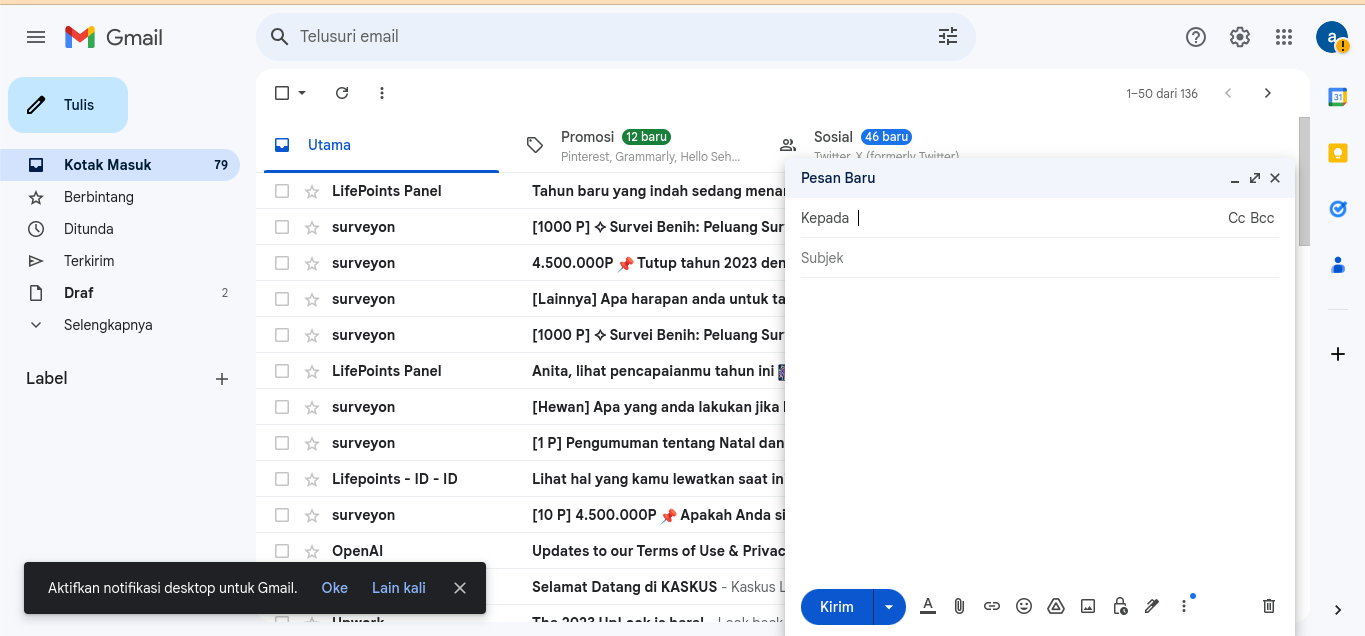 Cara Mengirim Pesan di Email Lewat HP
