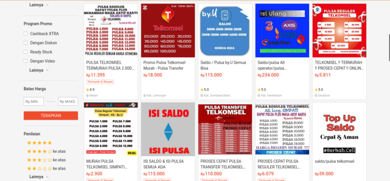 Cara Beli Pulsa Di Shopee