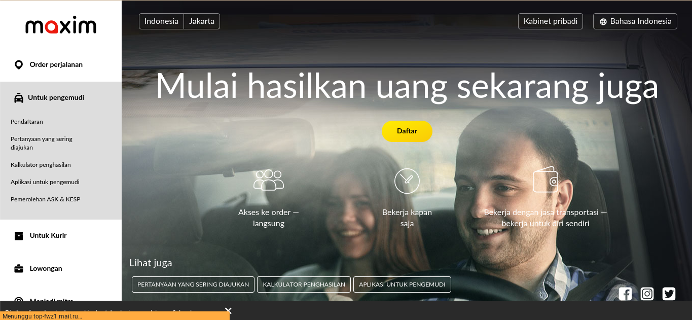 Penghasilan Driver Maxim